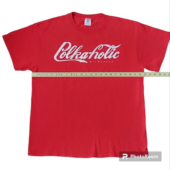 Vintage Polka-holic Graphic Novelty Tee Vibrant Red Size Large NEW - Picture 4 of 7